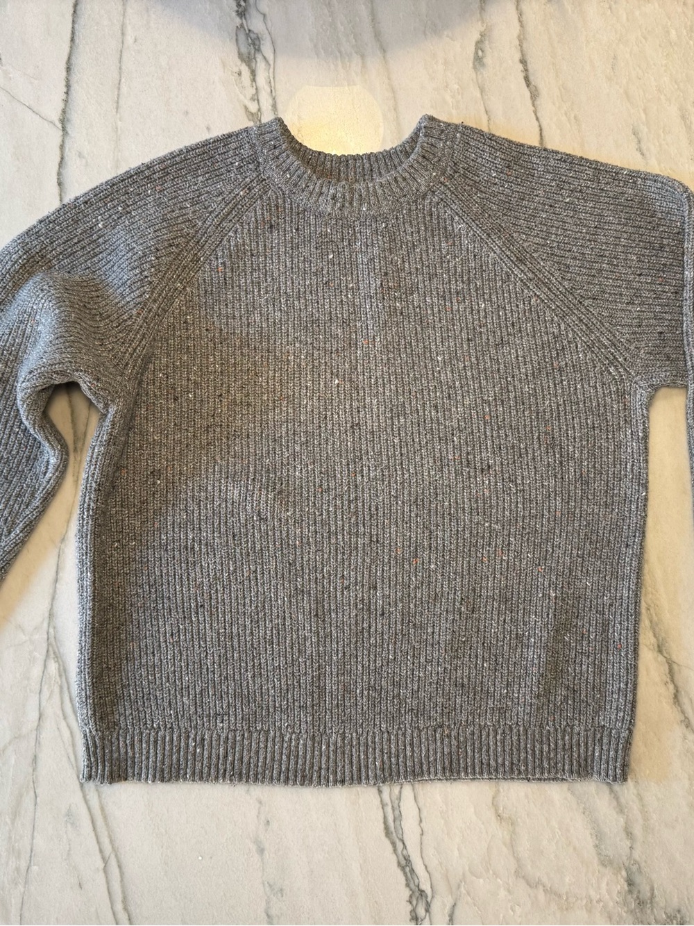 Men's Marine Layer Grey Ribbed Crewneck Sweater, Large